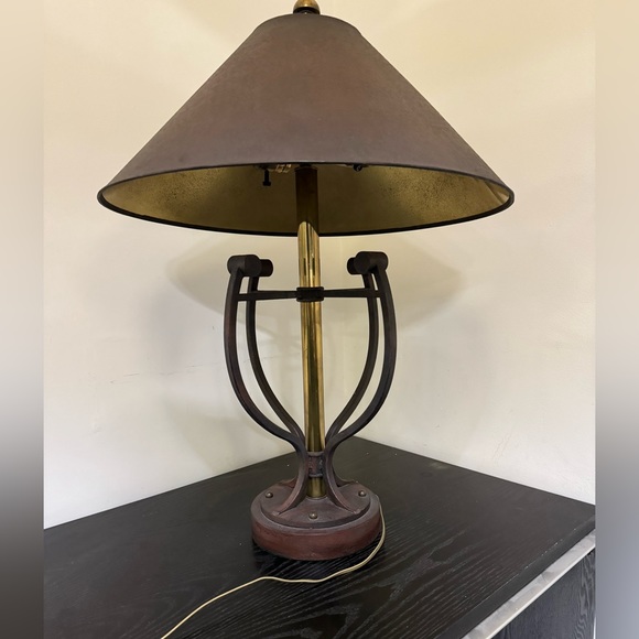 Hart Associates Mid Century Modern Brutalist Steel and Brass Lamp Postmoden - Picture 2 of 15